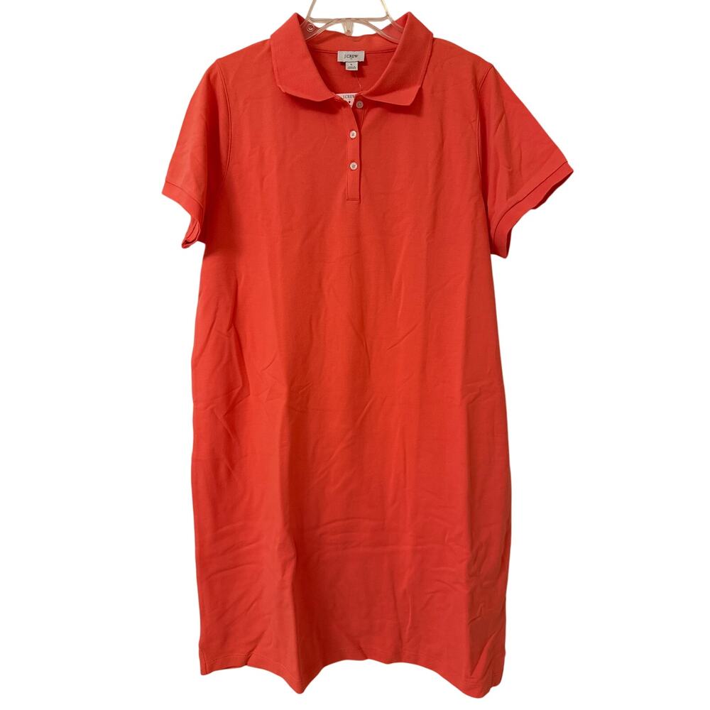 NWT J. Crew Large Neon Rose (Coral) Short Sleeve Polo Dress